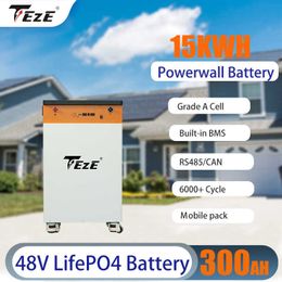 Nouvelle batterie LiFePO4 48V 300Ah intégrée 15S Smart BMS 15KWH Powerwall RS485/CAN 6000 Cycles pour le stockage solaire domestique hors taxe de l'ue