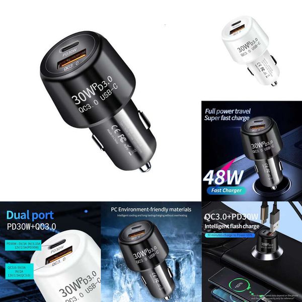 NOUVEAU 48W CHARGEUR SUPER FRIX PD QC3.0 Chargeur de téléphone de voiture USB Type C Cigar Lighter pour iPhone Xiaomi Samsung Huawei