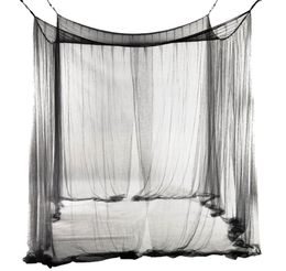 Nieuw 4 Hoekbed Netting Luifel Klamboe voor QueenKing Sized Bed 190210240cm Zwart1826539