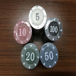 Nuevo 4g 0 4cm Texas Poker Chips Lote de 100 piezas con cinco valores diferentes Big Font257F