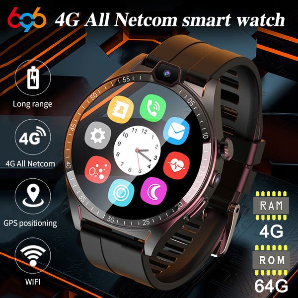 Nouveau appel vidéo 4G Men Ram 4 Go Rom 64 Go Watch Smart Watch Double Caméra GPS Bracelet Sports Face ID NFC SIM Card 2023 Smartwatch