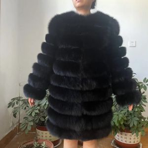 Nouveau 4in1 Real Fox Fur Long manteau manteau d'hiver pour femmes vestes gilet gilet hiverwear femmes fox manteau de fourrure de fourrure de haute qualité