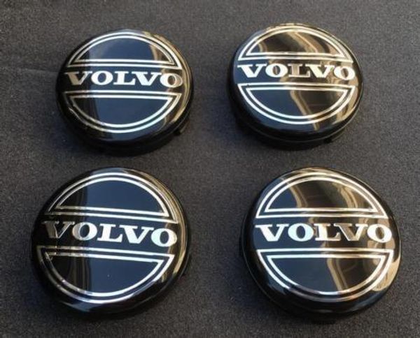 NOUVEAU 4PC ENSEMBLE DE 4 VOLVO NOIR CENTRE DE ROUE HUB CAPS COUVERTURE LOGO JANTES 3546923 noir