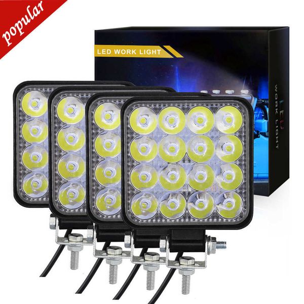 Nuevo 4 Uds 48W 16LED luz de trabajo LED luz antiniebla de coche 12V 24V para camión SUV 4X4 4WD faros de ingeniería todoterreno LED faro cuadrado