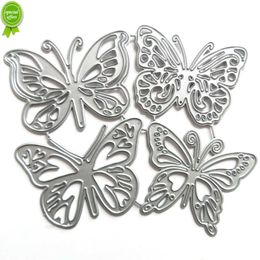 Nuevo 4pcs Butterfly Metal Cutting Dies para Dy Schapbooking Álbum en buque de decoración Die cortes Tarjetas de flores tridimensionales