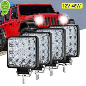 Nuevo 4 Uds. Luz LED de trabajo para coche 12V 48W barra de luz de trabajo todoterreno lámpara de luz antiniebla automática 4x4 16Led foco cuadrado para camión ATV Tractor