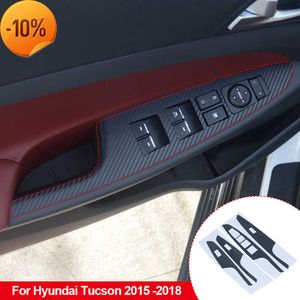 Nouveau 4 pièces voiture style autocollants en Fiber de carbone pour Hyundai Tucson 2015 2016 2017 2018 accessoires panneau de bouton de commande de lève-vitre