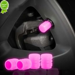 Nouveau 4 pièces bouchons de valve de pneu de voiture lumineux Auto moto nuit brillant pneu jante bouchons de tige de valve couvre décor accessoires de voiture rose bleu