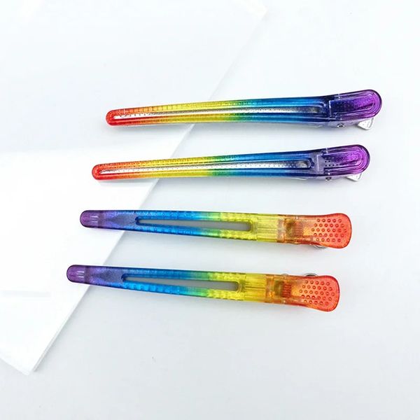 NOUVEAU 4PCS / Set Rainbow Hairpin Clip Fixe Syling Clip Flat Duck Mouth Clips Hair Clips Pro Salon Clip de coiffure ACCESSOIRES DIY HOME POUR SALON CHIE