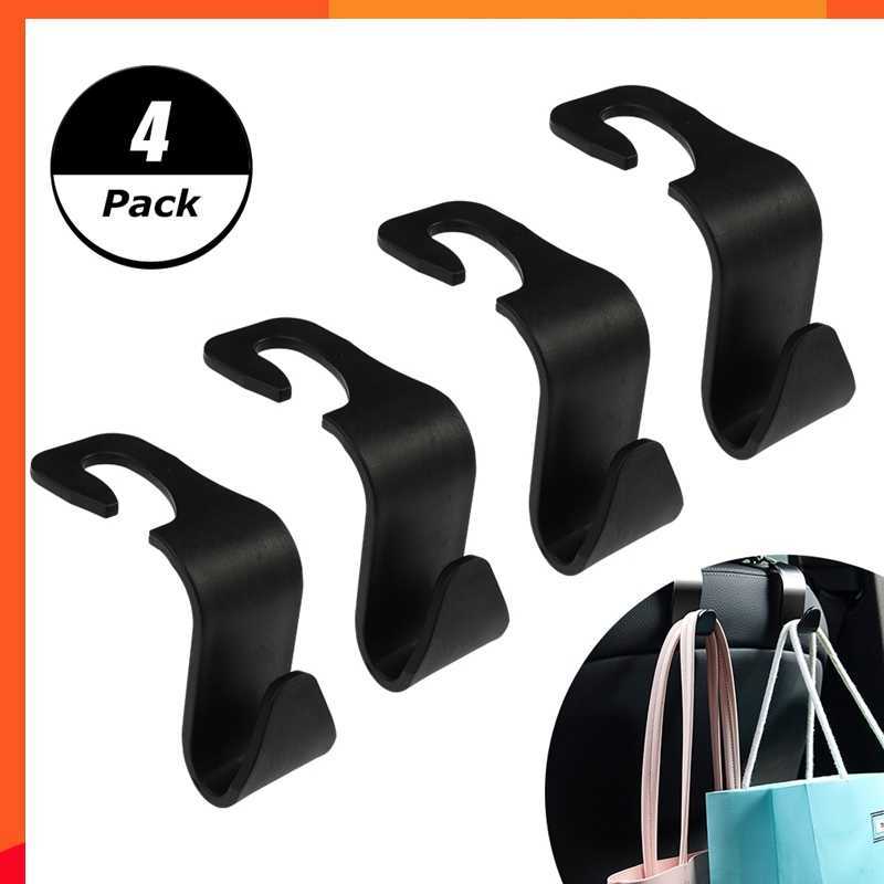 New 4pcs/set Universial Car Storage Black Hooks Headrest Hooks Car Seat Hanger Hook Organizer Handbag Purse Plastic Storage Holder