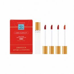 Nouveau 4pcs Smoke Case Hydratant Maquillage Lipgloss Set Cosmétiques Lip Glaze Multiccolor Make Up kit, Nutritif Facile à Porter Baume à Lèvres J2NZ #