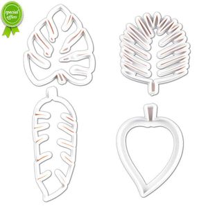 Nouveau 4 pcs Feuilles Tropicales Biscuit Moule DIY Fondant Gâteau Outils De Cuisson Cookie Embosser Cutter Hawaii Jungle Fête D'anniversaire Décoration