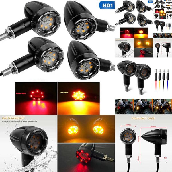 Nouveau 4pcs Universal 12V 3000K MOTOBYCLE 13 BULLE LED Frein de randonnée Signal Tour arrière pour le raceur arrière du race