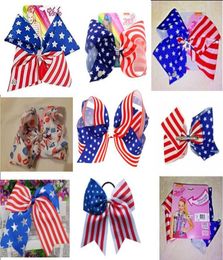 NIEUW 4 JULI 7 inch jojo swia Amerikaanse vlag haarstrik Cheer Bow Stars and Stripes met chipelastische band voor meisje Haaraccessoire3764364