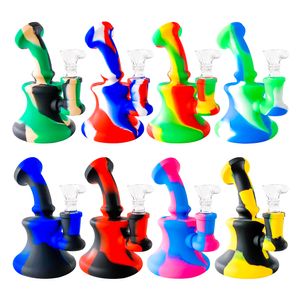 Tuyau d'eau de bangs de silicone de tuyau de tabagisme de 5,0 pouces avec les plates-formes pétrolières communes de 14,4 mm Bong incassable portable