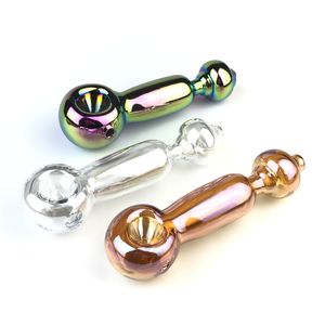 Pipe en verre à main de 5.3 pouces avec couleur métallique argent doré épais Pyrex coloré drôle à la mode pipes en verre