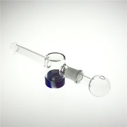 Tubo de quemador de aceite de vidrio de 7.5 pulgadas con una junta hembra de 14 mm NC Caja de silicona Keck Clips 2 PCS 30 mm Tazón de bolas Aceite de aceite Tubas para fumar