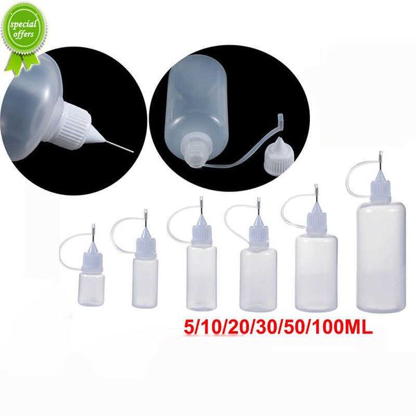 Nouveau flacon de 5/60/100ML petit récipient goutte bouteilles PE colle applicateur aiguille bouteille à presser pour papier Quilling bricolage Scrapbooking artisanat