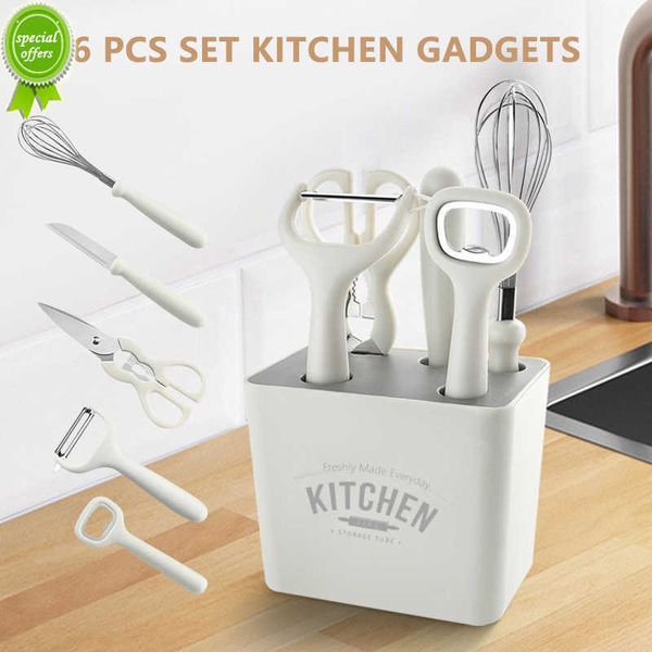 Nouveau 5/6 pièces Gadgets de cuisine et accessoires ensemble support éplucheur ciseaux batteur à oeufs couteau à fruits décapsuleur légumes outil de cuisson