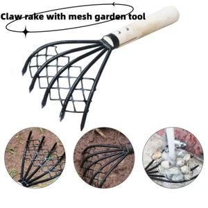 Nieuwe 5 Klauw Clam Hark Accessoires Graven Zeevruchten Graafgereedschap Hand Multifunctioneel Houten Handvat Tuin Strand Met Net Hooivork thuis Shell