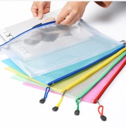 Nouveau 5 couleurs A4 A5 PVC Sac de rangement Sac à école de bureau Fourniture Transparent Feuille lâche Note de carnet Zipper Holder Creative Gifts Creative Creative Gifts LL