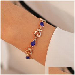 Nouveau 5 couleurs Beautif Bracelet pour femmes Colorf Cristal Autrichien Mode Coeur Chaîne Bracelets Cadeaux Féminins En Gros Drop Del Dhgarden Otf4P