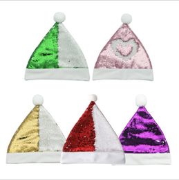 Nieuwe 5 kleuren sublimatie pailletten kerstmuts voor kerst decoraties feest kleur veranderende hoeden festivel decoratie diy