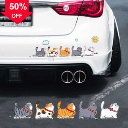 Nouveau 5 Funny Pet Cat Autocollant De Voiture Cinq Chats Marchent Animal Styling Autocollants Décoration De Voiture Corps Creative Stickers Décor Accessoires