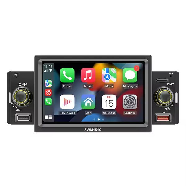 Nuevo auto de lingote de 5 pulgadas MP5 Radio Radio Radio Bluetooth Amplificador de potencia de revertencia CARPLAY