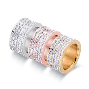 Nieuwe 5 rij zirkoon kristal sieraden vingerring voor vrouw prachtige gelukkige cadeau luxe roestvrijstalen stell Weding ring groothandel