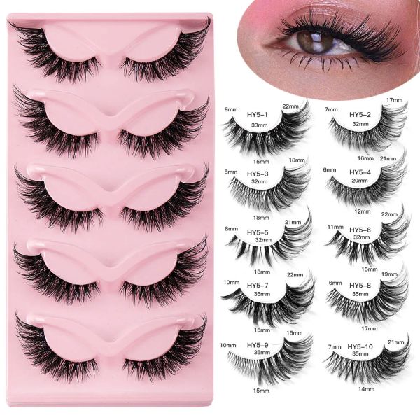 NOUVEAU 50 paires de cils Manga 3D bande transparente aspect naturel vaporeux vison cils moelleux oeil de chat cils individuels