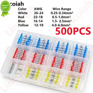 Nouveau 500/50 pièces thermorétractables bout à bout bornes à sertir étanche soudure joint connecteurs électriques fil câble épissure Kit automobile Marine