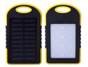 Nieuwe 5000 mAh Solar Power Charger Mobiele stroom LED Campinglamp Zaklamp Dubbele USB -batterij Zonnepaneel Waterdichte draagbare bank FOR9598534