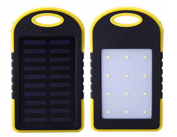NEW 5000mAh solar power Charger mobile power LED Camping Lamp Flashlight Dual USB Battery solar panel waterproof Portable bank for8354010