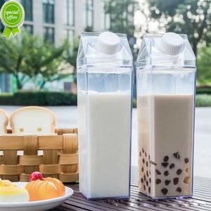 Nuevas tazas de leche cuadradas de 500ml/1000ml, taza de té de viaje, botella de agua blanca transparente creativa, taza de leche de plástico, botellas de agua grandes