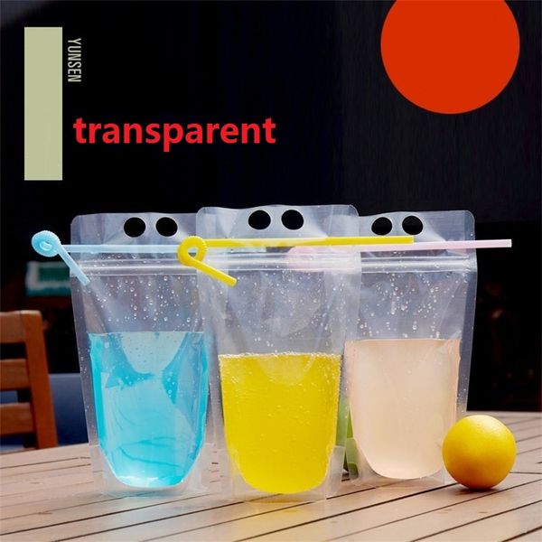 nouveau 500 ml Transparent Auto-scellé En Plastique Boisson Sac Boire Du Lait Café Conteneur Boire Du Jus De Fruits sac Alimentaire Bouteilles D'eau T2I5975