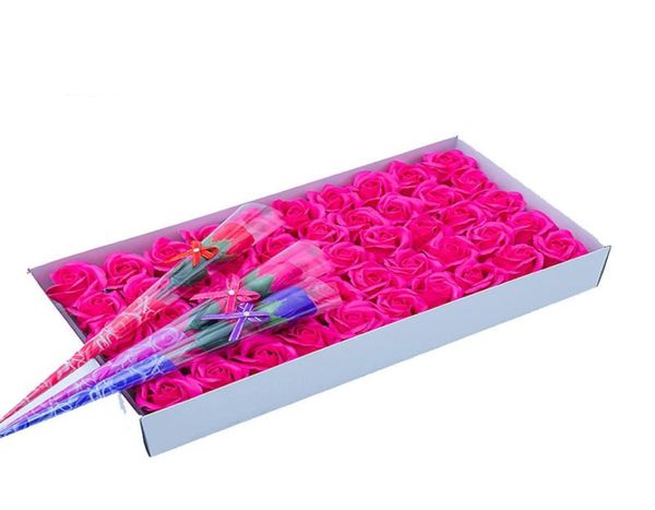 Nuevo 500 piezas Simulación de gradiente creativo Flor de jabón de rosa con base de fragancia de planta natural Germicida Germicidio Jabón Valenti2646983