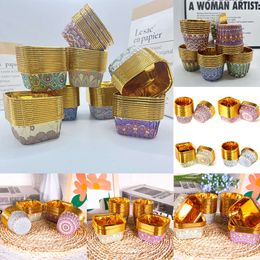 Nieuwe 50 Stuks Gold Liners Eid Mubarak Moslim Patroon Folie Muffin Bakken Cupcake Wrappers Houder Voor Ramadan Islamitische Party Decor