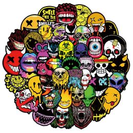 Nieuwe 50 -stcs/veel spookachtige Halloween -sticker Horror Face Graffiti -stickers voor DIY Bagage Laptop Skateboard Motorfietsfietsstickers