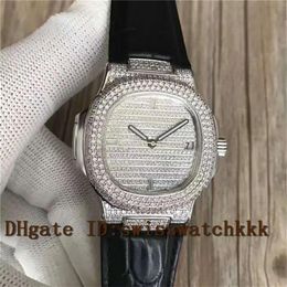 Nouvelle montre 5719 Designer Diamond Cal 324sc Automatique 28800vph 18k Platium Boîtier Saphir Cristal Bracelet en cuir Réserve de marche Eau 237W