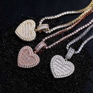 Nieuwe 57mmx40mm Hip Hop Iced Out DIY Photo Frame Hanger Charms Custom Picture Personalized Heart Photo Medaillon Hanger Ketting