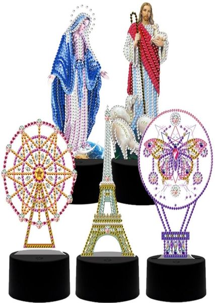 Nouveau 5D bricolage en forme spéciale LED diamant peinture veilleuse 7 couleurs lampe Pad acrylique conseil paysage décoration de la maison cadeau 2012024806928