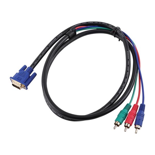 Freeshipping nuevo cable de audio de 5 pies y 1,5 M VGA a 3 RCA Cable de audio AV adaptador para HDTV PC DVD portátil