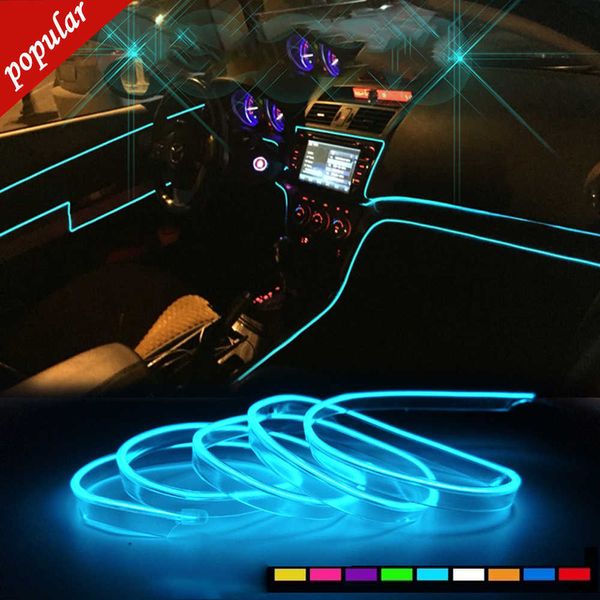 Nouveau 5m Ambiance Lampe RGB Voiture LED Néon Lumière Froide Auto Intérieur Atmosphère Lumière Refit Décoration Bandes Shine Allume-cigare Drive