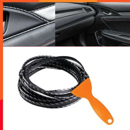 Nieuwe 5M Auto Molding Deurpaneel Edge Center Control Dashboard Protector Strip Decoratieve Sticker Carbon Retro Style Molding