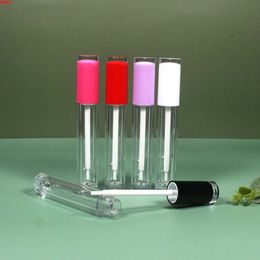 Nieuwe 5 ml plastic duidelijke dikke wandlip glanst buis cosmetische rode zwarte dekking met nylon borstel lipgloss verpakking Containergood aantal