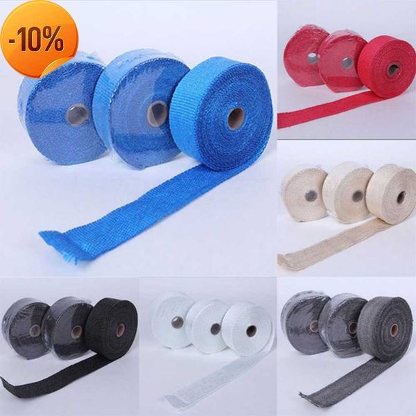 Nouveau rouleau d'enveloppe thermique d'échappement 5mx50mm pour moto bande de protection thermique en fibre de verre collecteur d'échappement enveloppe thermique 6 couleurs en option