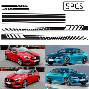 New 5Pcs Car Side Stripes Side Stripe Skirts Graphics Vinyl Sticker Decals Racing Sport Car Stickers Auto Body DIY Car Accessories