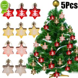 Nouveau 5 pièces ornements de noël arbre de noël suspendus pendentif étoiles rouges boule de noël pour la maison noël nouvel an décoration Navidad 2023 cadeaux