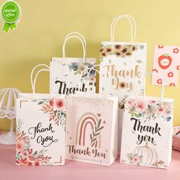 Nieuwe 5 stks bloemen ontwerp dank u kraftpapier geschenkzakken voor bruiloft verjaardagsfeestje geschenkverpakking decor kerst baby shower gunsten